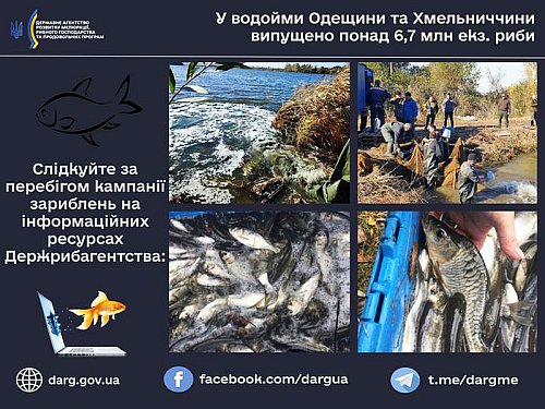 У водойми Одещини та Хмельниччини випущено понад 6,7 млн екз. риби Фото №2